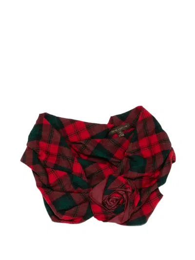 Pre-owned Louis Vuitton Tartan Mini Cape With Rosette In Red
