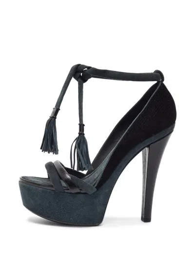 Pre-owned Louis Vuitton Tassel-detail Platform Pumps In Blue