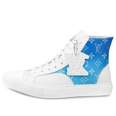 Pre-owned Louis Vuitton Tattoo Ankle Sneakers 'white With Blue Monogram'