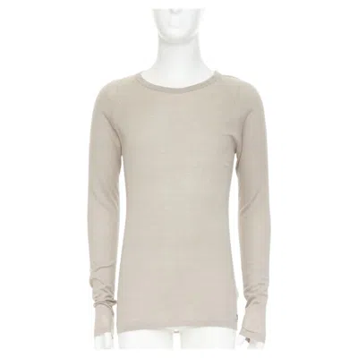 Pre-owned Louis Vuitton Taupe Cotton Silk Lv Logo Long Sleeve Fine Knit Sweater S In Brown