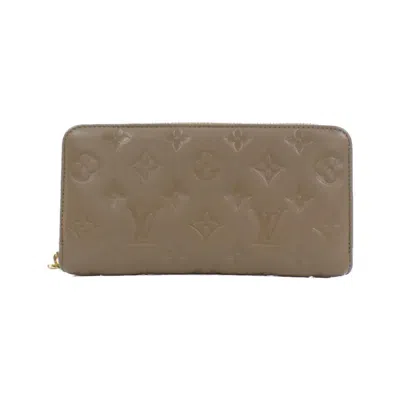 Pre-owned Louis Vuitton Taupe Leather Long Wallet (bi-fold) () In Brown