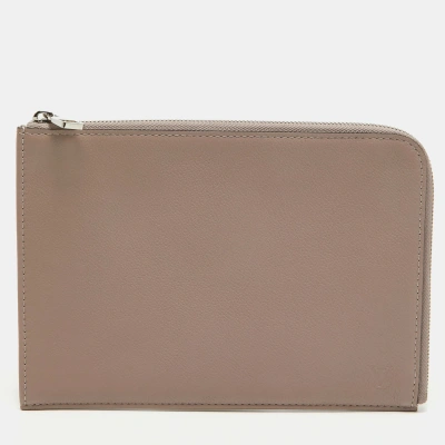 Pre-owned Louis Vuitton Taupe Leather Pochette Jour Pm In Pink