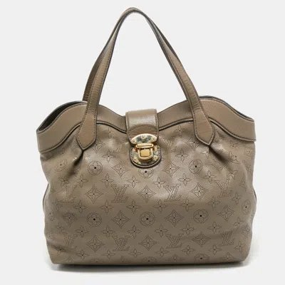 Pre-owned Louis Vuitton Taupe Monogram Mahina Leather Cirrus Pm Bag In Beige