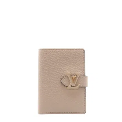 Pre-owned Louis Vuitton Taurillon Beige Blue Leather Wallet (bi-fold) () In Beige, Blue