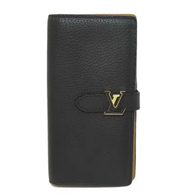 Pre-owned Louis Vuitton Taurillon Black Leather Long Wallet (bi-fold) ()