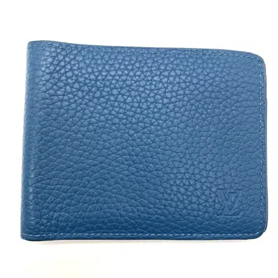Pre-owned Louis Vuitton Taurillon Blue Leather Wallet (bi-fold) ()