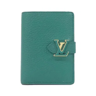 Pre-owned Louis Vuitton Taurillon Emerald Leather Wallet (bi-fold) () In Green
