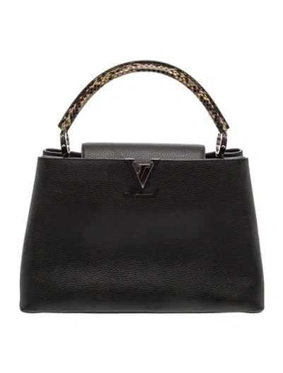 Pre-owned Louis Vuitton Taurillon Leather Capucines Mm In Black