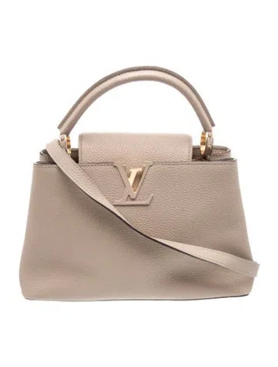 Pre-owned Louis Vuitton Taurillon Leather Capucines Mm In Neutral