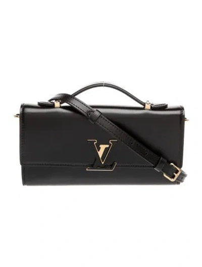 Pre-owned Louis Vuitton Taurillon Leather Capucines Wallet On Chain In Black