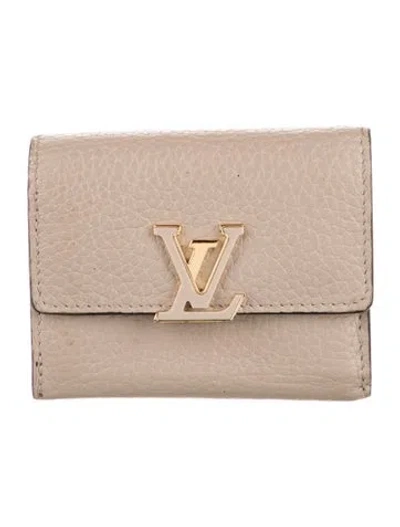 Pre-owned Louis Vuitton Taurillon Leather Compact Wallet In Neutral