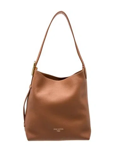 Pre-owned Louis Vuitton Taurillon Leather Low Key Hobo Pm In Brown