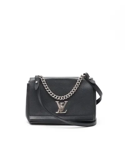 Pre-owned Louis Vuitton Taurillon Lockme Ii Bb Bag In Black
