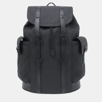 Pre-owned Louis Vuitton Taurillon Monogram Christopher Mm Backpack In Black