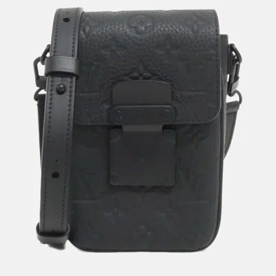 Pre-owned Louis Vuitton Taurillon Monogram S-lock Vertical Wearable Wallet Shoulder Bag In Black