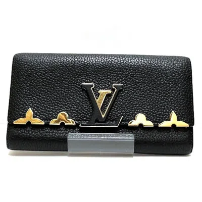 Pre-owned Louis Vuitton Taurillon Noir Leather Long Wallet (bi-fold) ()