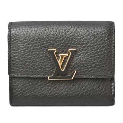 Pre-owned Louis Vuitton Taurillon Noir Leather Wallet (tri-fold) ()