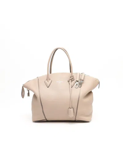 Pre-owned Louis Vuitton Taurillon Soft Lockit Mm Bag In Sand