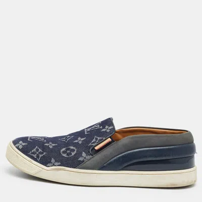 Pre-owned Louis Vuitton Tempo Size 39 Blue Monogram Denim And Leather Sneakers