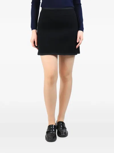Pre-owned Louis Vuitton Textured Notched Mini Skirt In Black