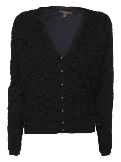 Pre-owned Louis Vuitton Textured Silk Cardigan In Blue