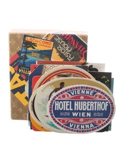 Pre-owned Louis Vuitton The Art Of Travel Through Hotel Labels Postcards Set In Multi