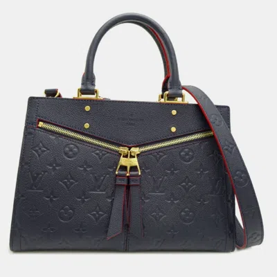 Pre-owned Louis Vuitton Three Pm Handbag Monogram Empreinte Marine Rouge (navy/red) In Blue