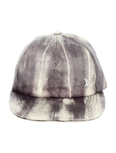 Pre-owned Louis Vuitton Tie And Dye Leather Cap In Gray