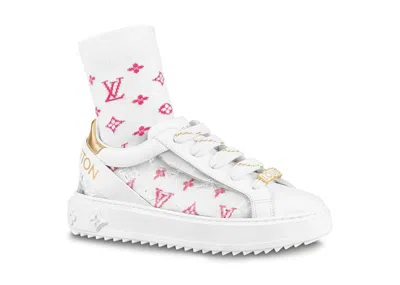 Pre-owned Louis Vuitton Time Out Debossed Monogram Transparent Upper (women's) ( Pink Socks Included) Sneakers In White/gold