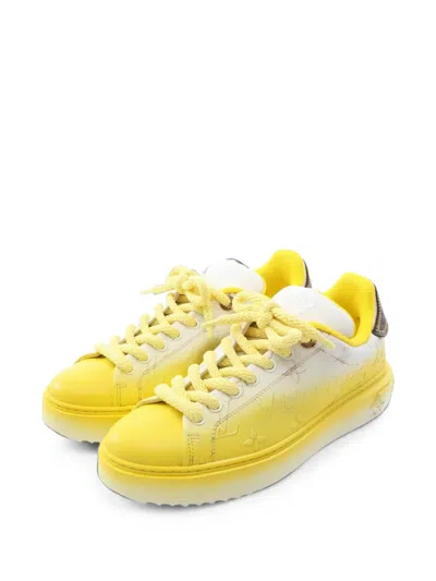 Pre-owned Louis Vuitton Time Out Monogram Sneakers In Yellow