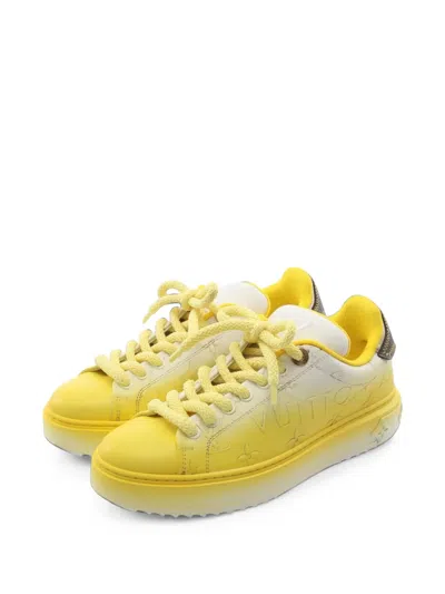 Pre-owned Louis Vuitton Time Out Monogram Sneakers In Yellow