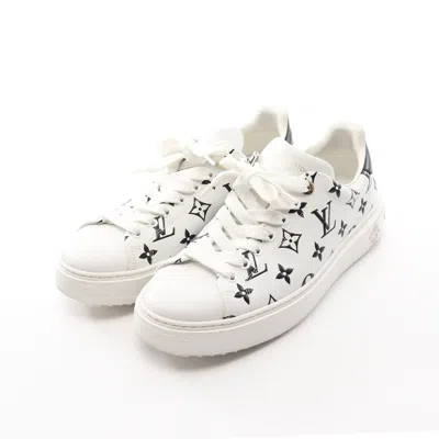 Pre-owned Louis Vuitton Timeout Line Monogram Sneakers Leather In White