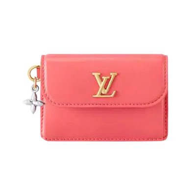Pre-owned Louis Vuitton Tiny Recto Verso Card Holder Lv Bloom 'sweet Coral Calfskin Leather' | Red | Women's S