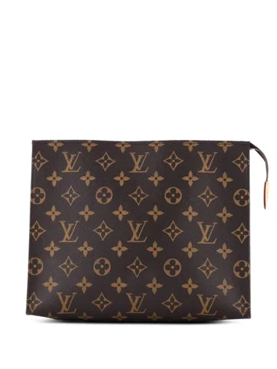 Pre-owned Louis Vuitton Toiletry Pouch Monogram Canvas 26 Clutch Bag In Brown