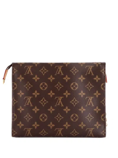 Pre-owned Louis Vuitton Toiletry Pouch On Chain Monogram Canvas Shoulder Bag In Brown