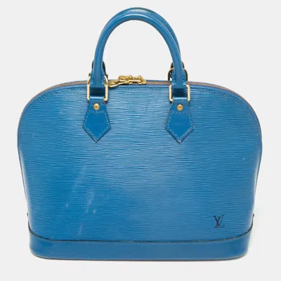 Pre-owned Louis Vuitton Toledo Epi Leather Alma Pm Bag In Blue