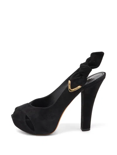 Pre-owned Louis Vuitton Tonka Suede Sandals In Black