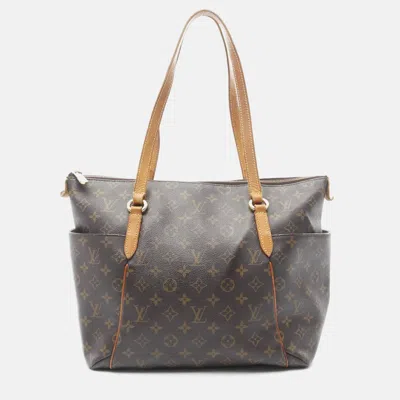 Pre-owned Louis Vuitton Totally Mm Shoulder Tote Bag Monogram Canvas Leather Brown