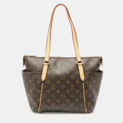 Pre-owned Louis Vuitton Totally Pm Brown Monogram Canvas Leather Tote