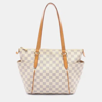 Pre-owned Louis Vuitton Totally Pm White Damier Azur Canvas Tote