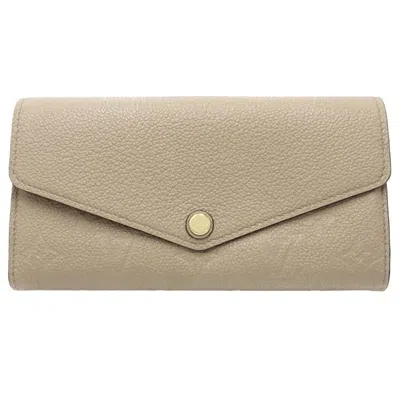 Pre-owned Louis Vuitton Tourterelle Leather Long Wallet (bi-fold) () In Gray