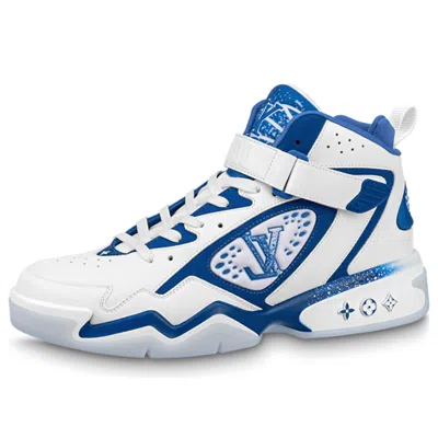 Louis Vuitton Trainer 2 Ankle Sneakers 'white With Blue' In Multi