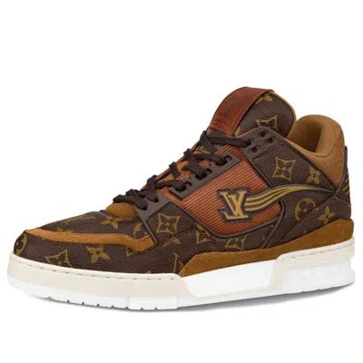 Pre-owned Louis Vuitton Trainer Ankle Sneakers 'brown Monogram' In Multi