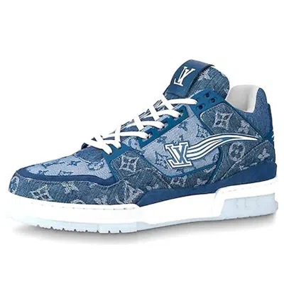 Pre-owned Louis Vuitton Trainer Ankle Sneakers 'denim Monogram'