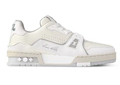Pre-owned Louis Vuitton Trainer Cream Signature (women's) Sneakers In Cream White/grey