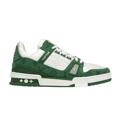 Pre-owned Louis Vuitton Trainer 'green Monogram' In White