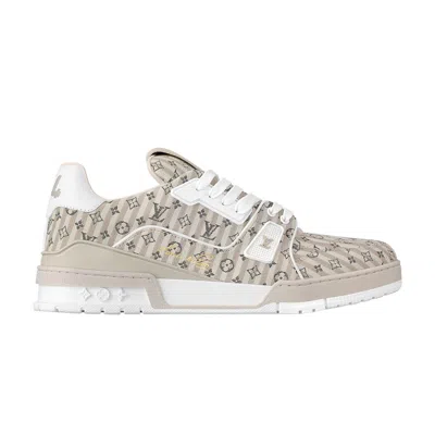 Pre-owned Louis Vuitton Trainer Low 'striped Mini Monogram - Beige' In Cream