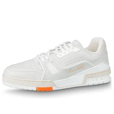 Pre-owned Louis Vuitton Trainer Sneakers 'white Orange' In Multi