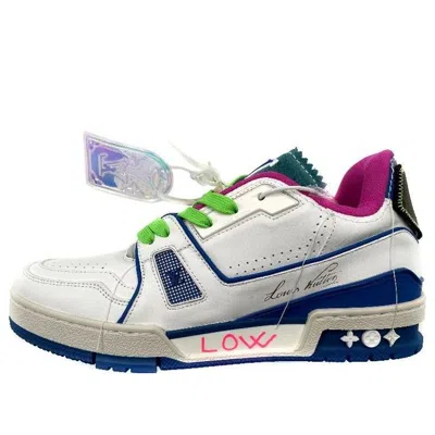 Pre-owned Louis Vuitton Trainer Upcycling Sneakers 'white Blue' In Multi