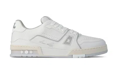 Pre-owned Louis Vuitton Trainer White Grey Signature In White/grey